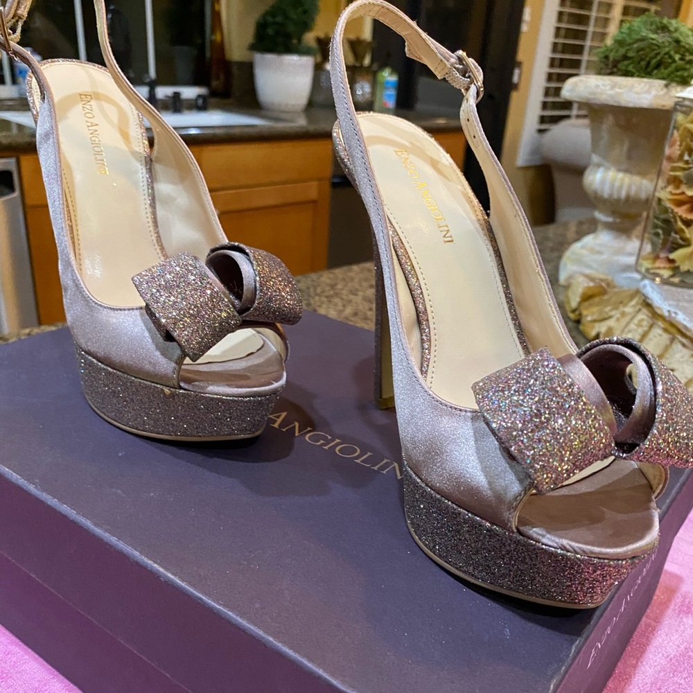 Enzo Angiolini Satin and sparkle heels. Gorgeous.